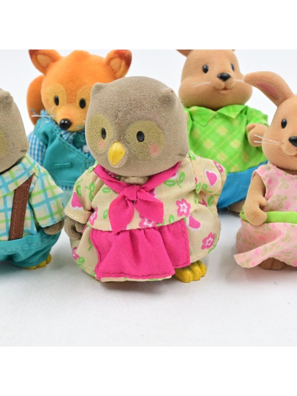 Li'l Woodzeez Animal Figures Lot of 8 Owls Foxes Rabbits Flocked Dollhouse Toys - Picture 4 of 10